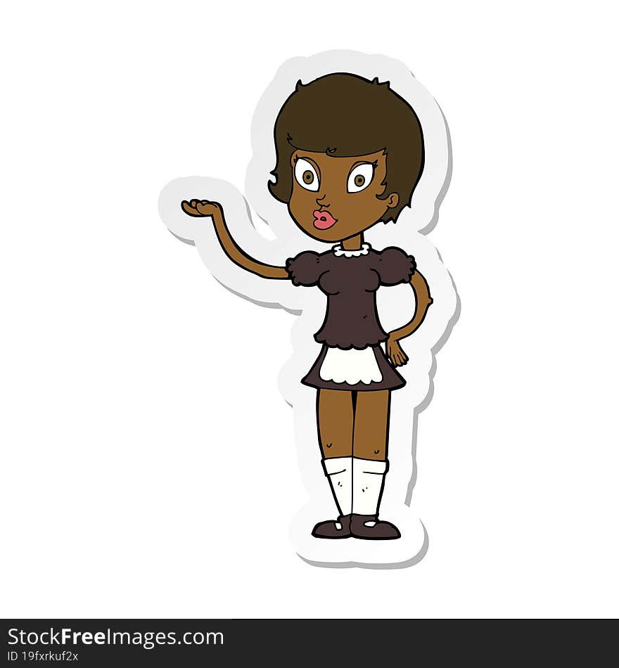 sticker of a cartoon waitress