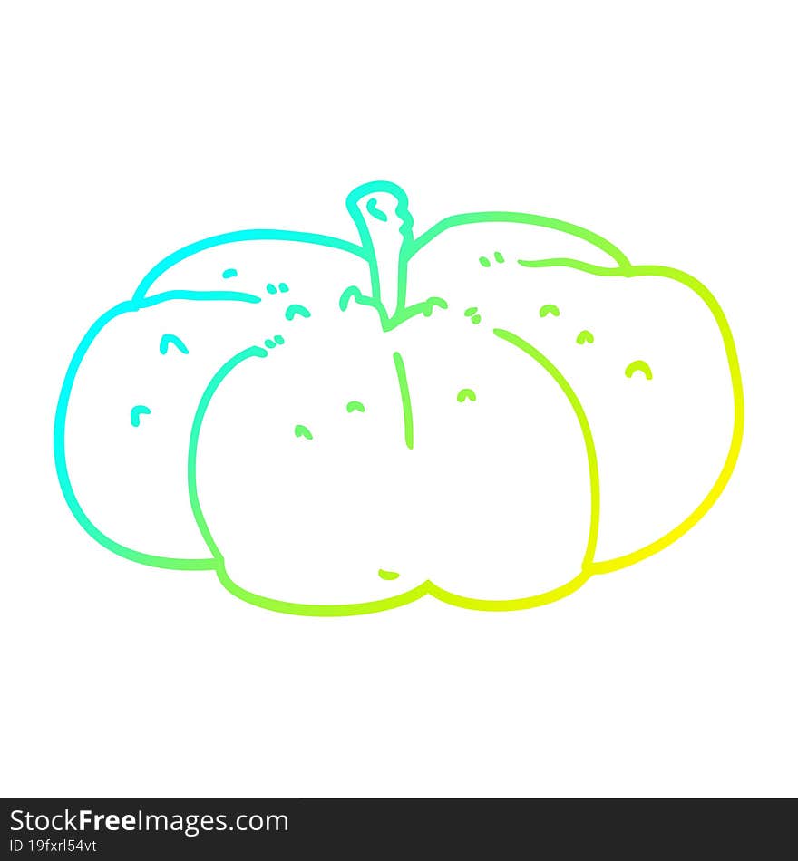 cold gradient line drawing cartoon pumpkin