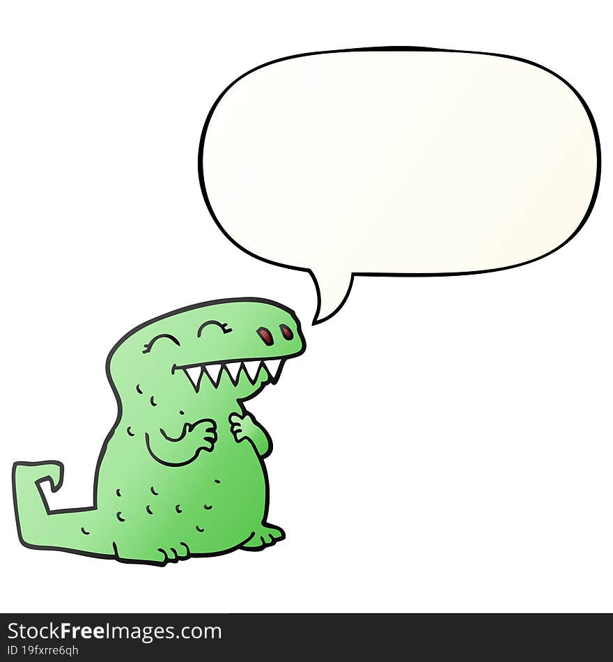 cartoon dinosaur and speech bubble in smooth gradient style