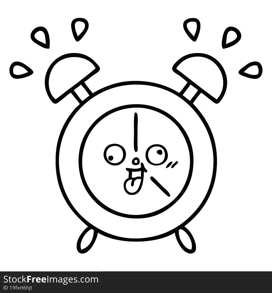 line drawing cartoon alarm clock