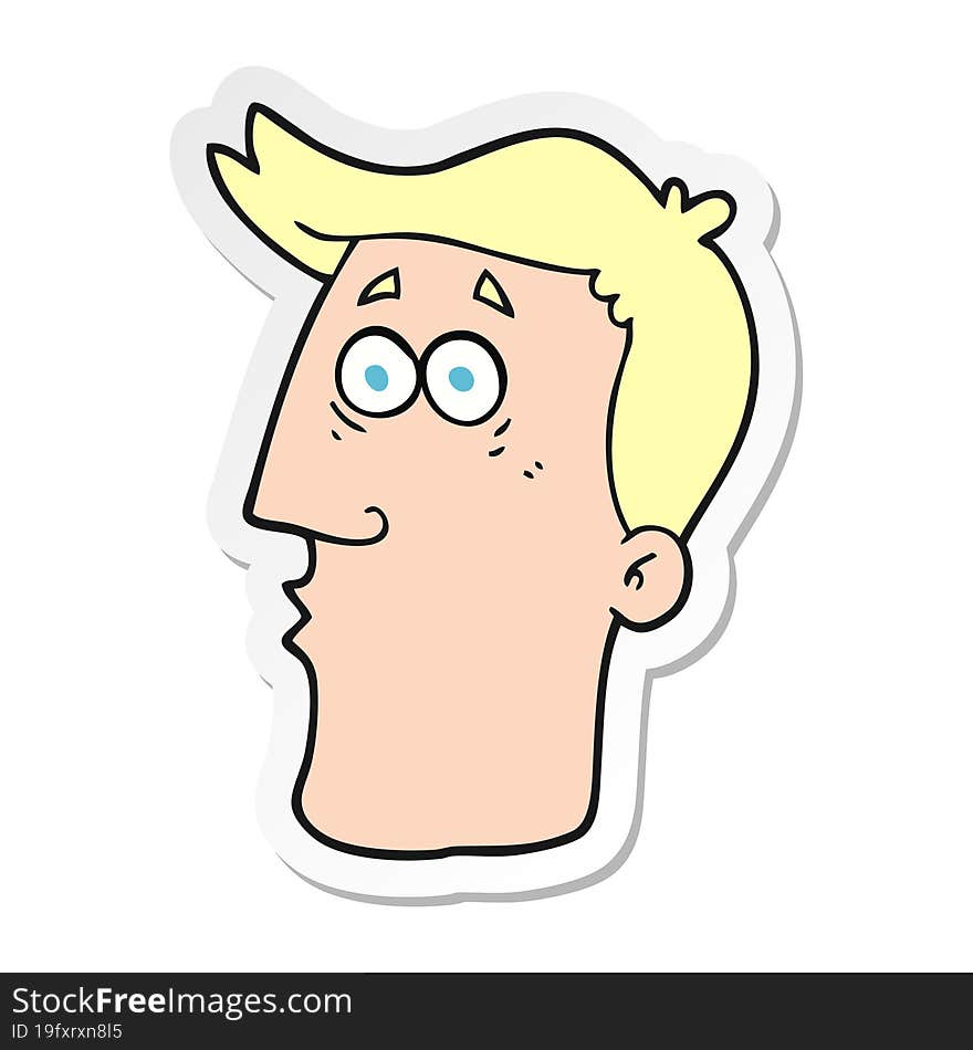 sticker of a cartoon male face