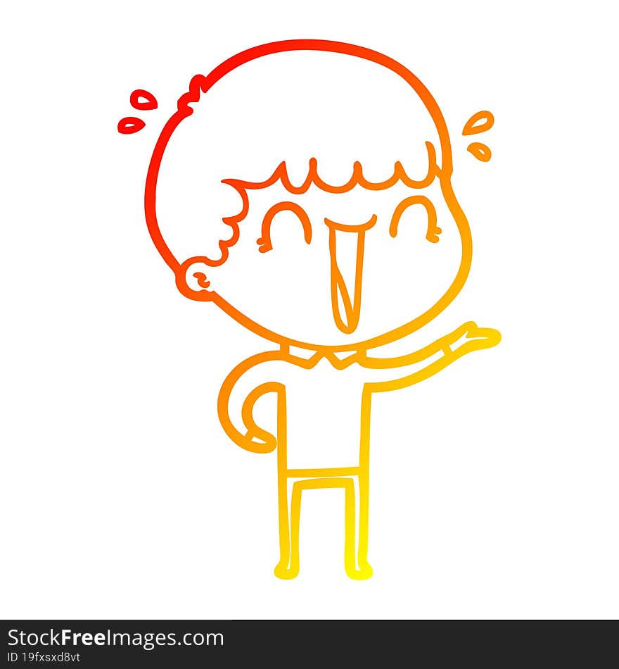 warm gradient line drawing of a laughing cartoon man