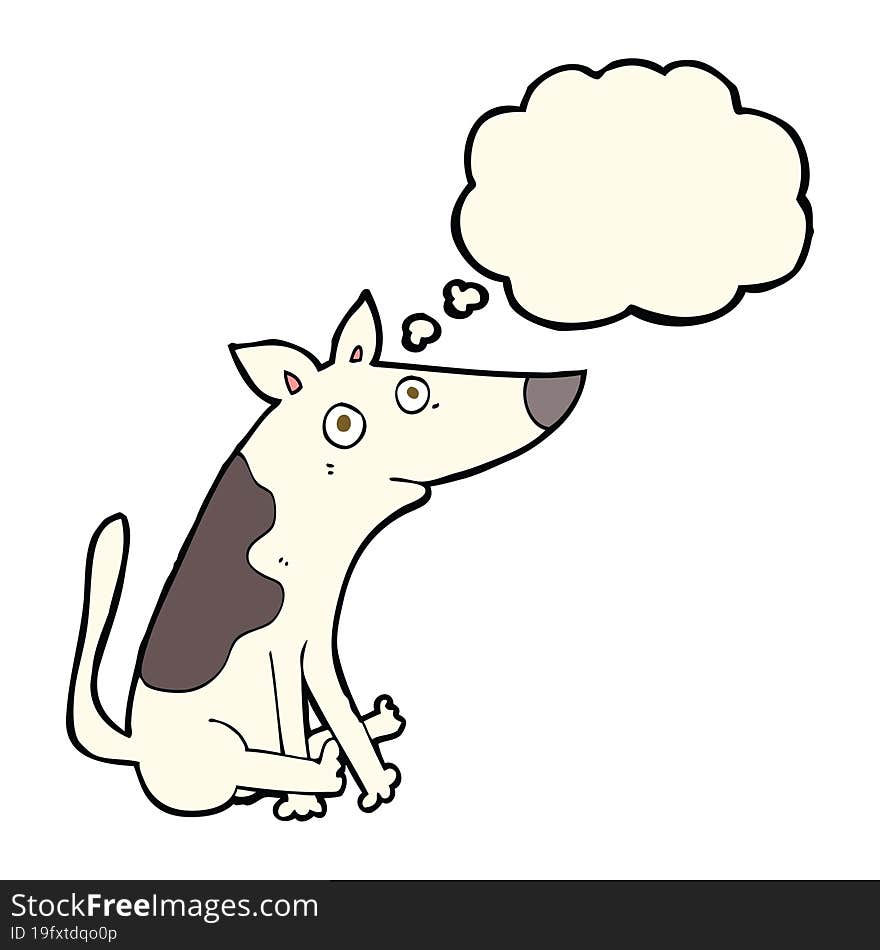 cartoon dog with thought bubble