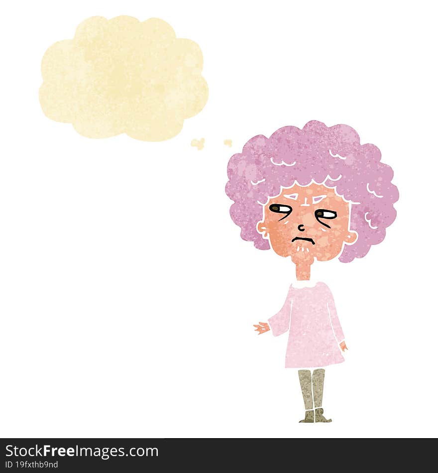 Cartoon Old Lady With Thought Bubble