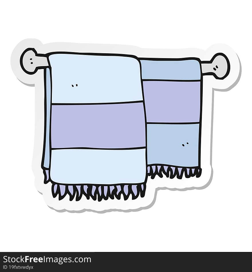 sticker of a cartoon bathroom towels