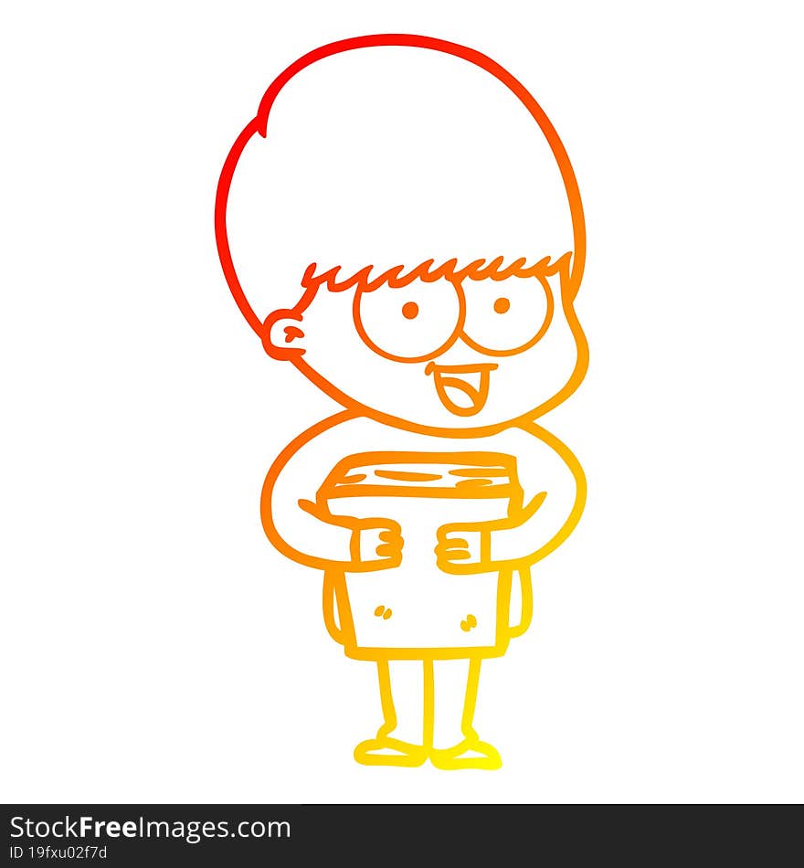 Warm Gradient Line Drawing Happy Cartoon Boy