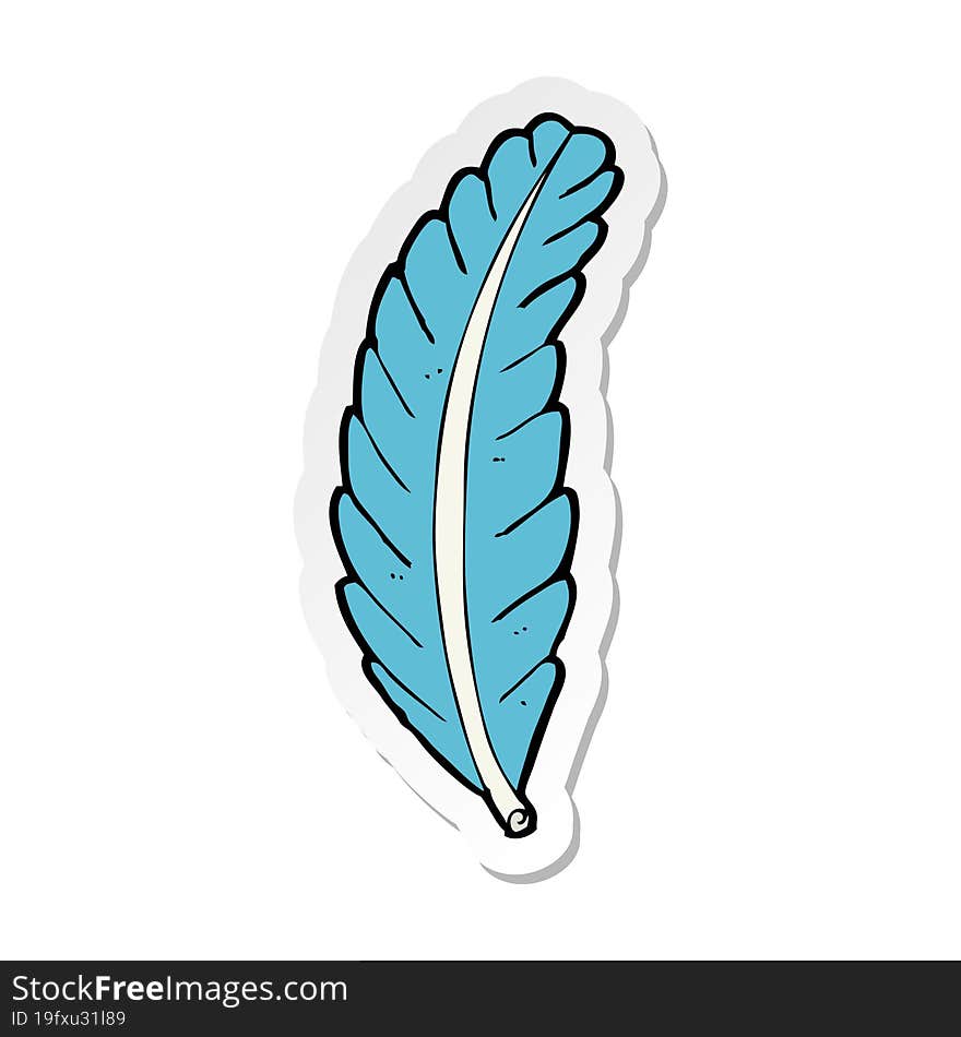 sticker of a cartoon feather