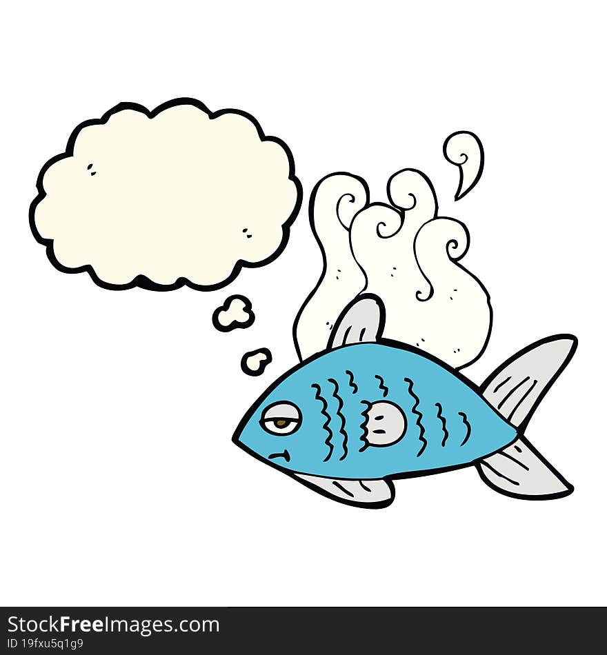 Cartoon Funny Fish With Thought Bubble