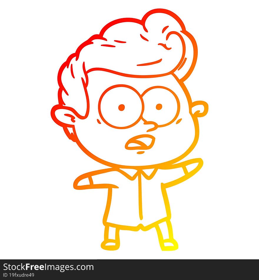 Warm Gradient Line Drawing Cartoon Staring Man