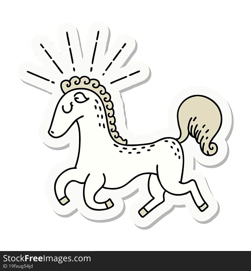 sticker of tattoo style prancing stallion