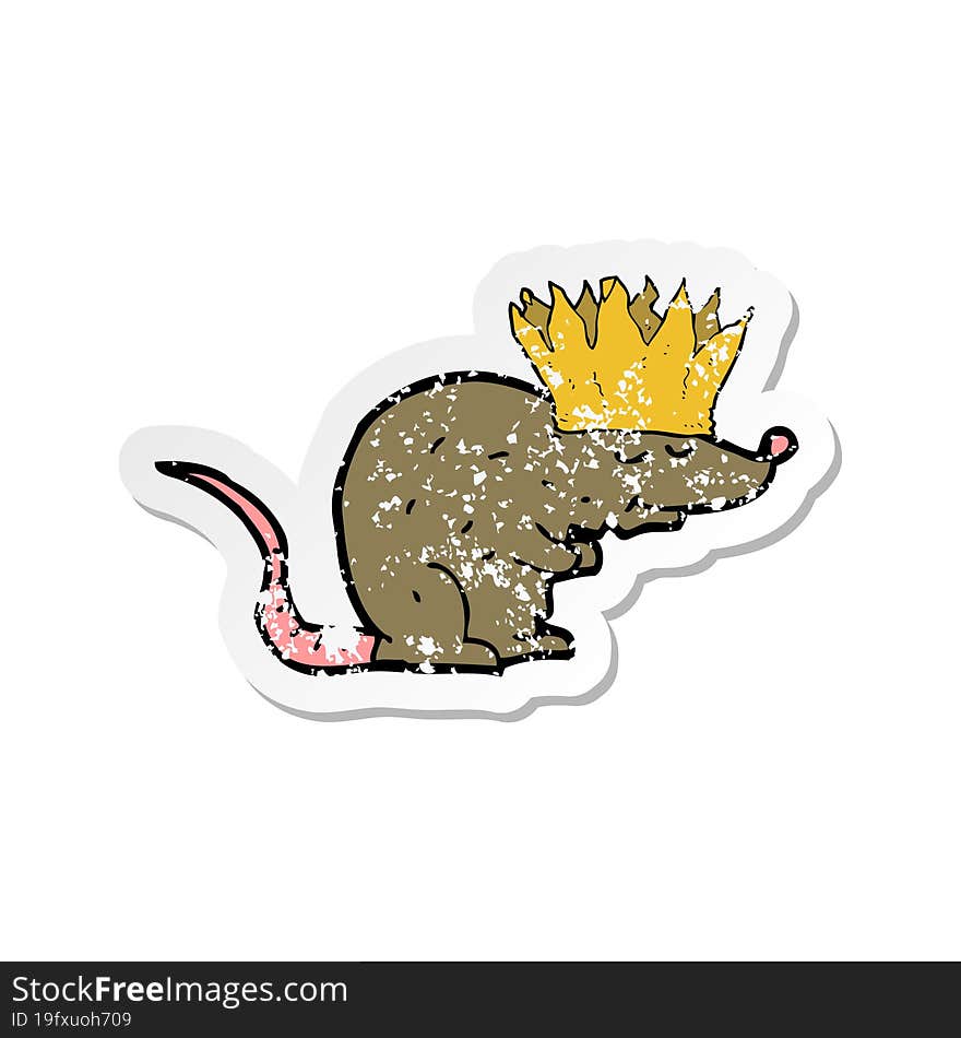 retro distressed sticker of a king rat cartoon