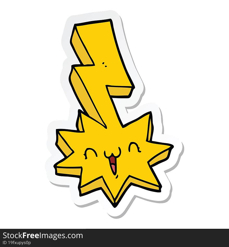 Sticker Of A Cartoon Lightning Bolt