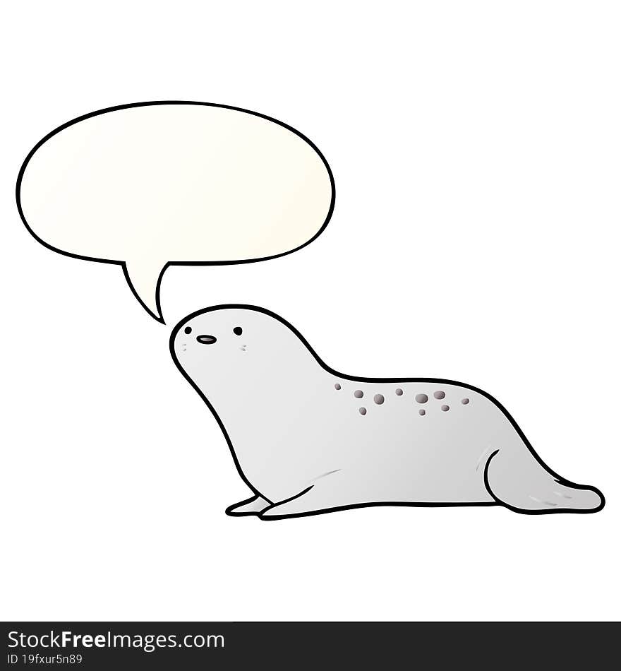 cute cartoon seal and speech bubble in smooth gradient style