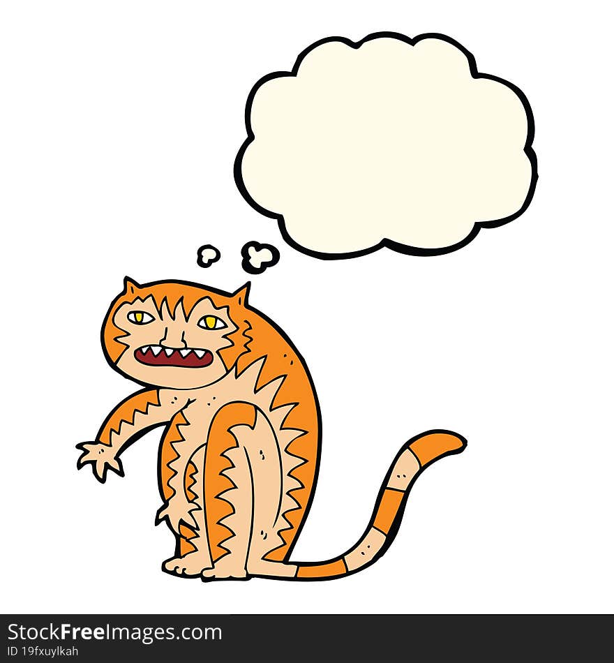 cartoon tiger with thought bubble