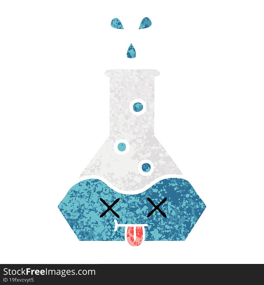 Retro Illustration Style Cartoon Science Beaker