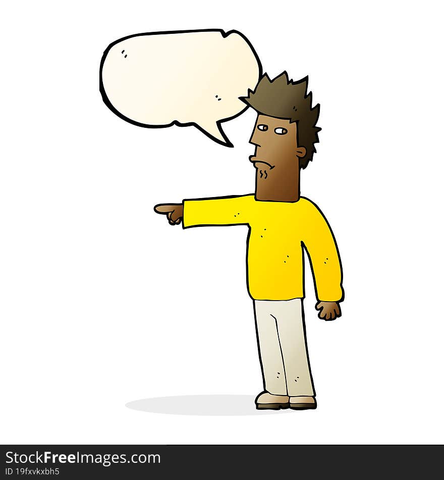 cartoon man pointing with speech bubble