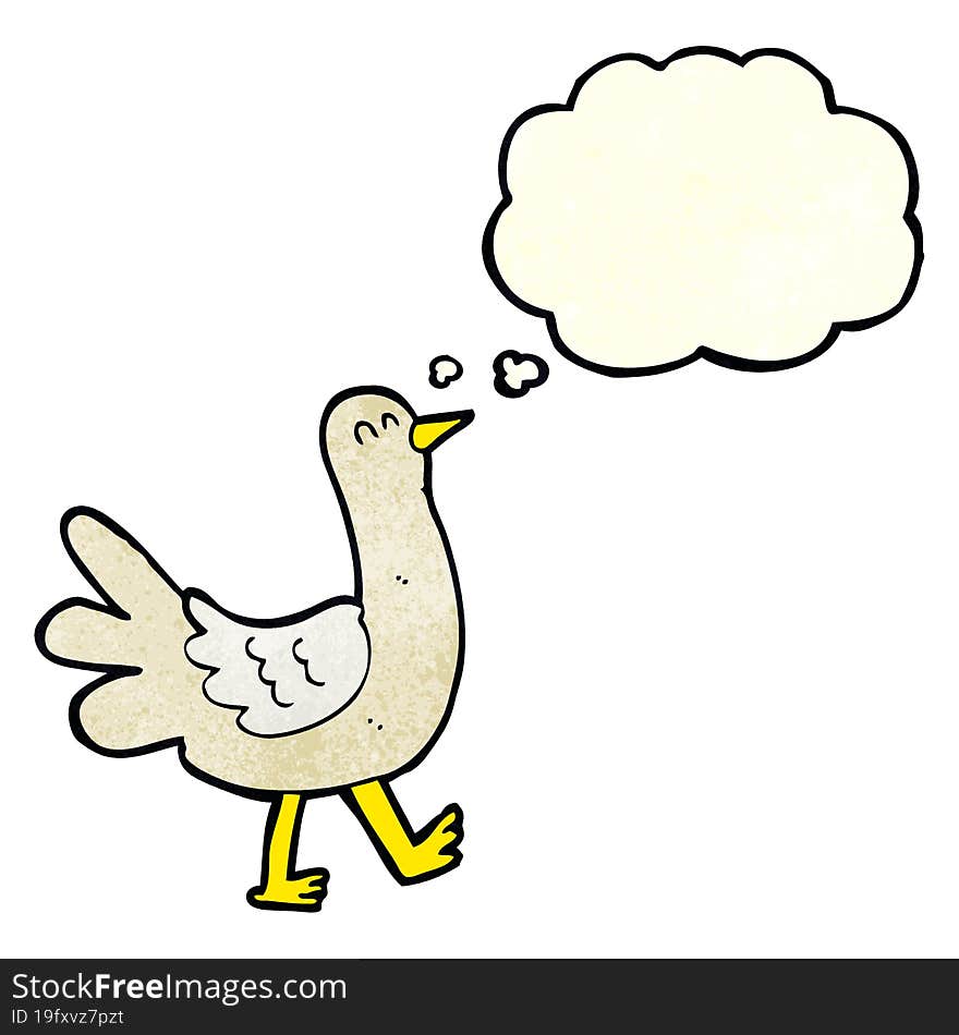 Cartoon Walking Bird With Thought Bubble