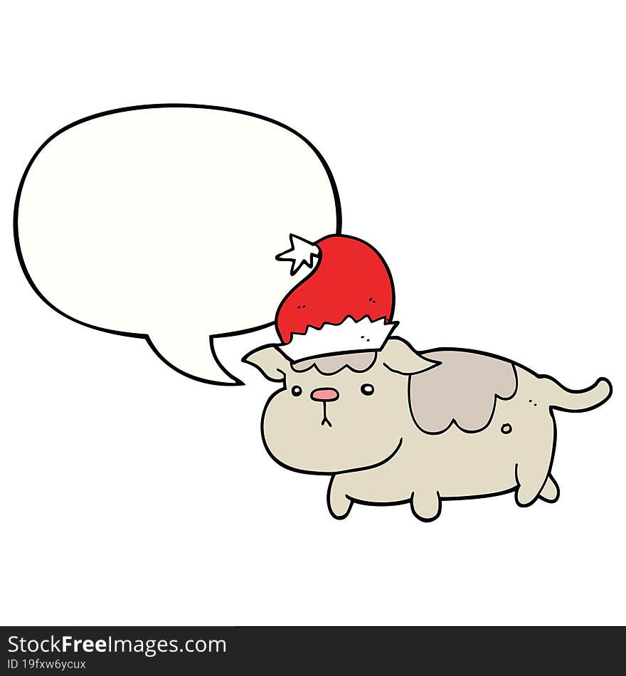 cute christmas dog and speech bubble