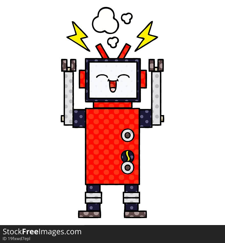 Comic Book Style Cartoon Robot