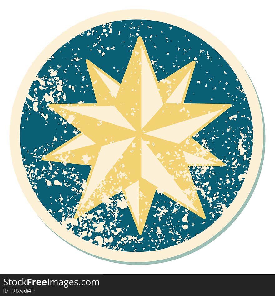 iconic distressed sticker tattoo style image of a star. iconic distressed sticker tattoo style image of a star