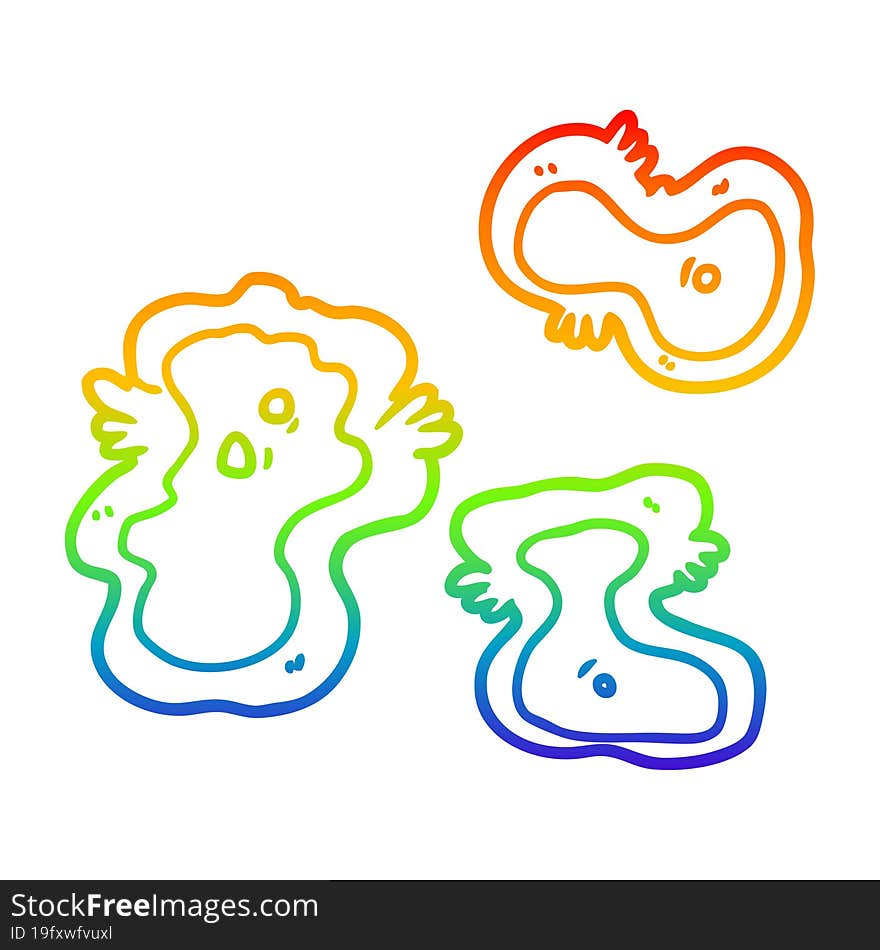 Rainbow Gradient Line Drawing Cartoon Germs