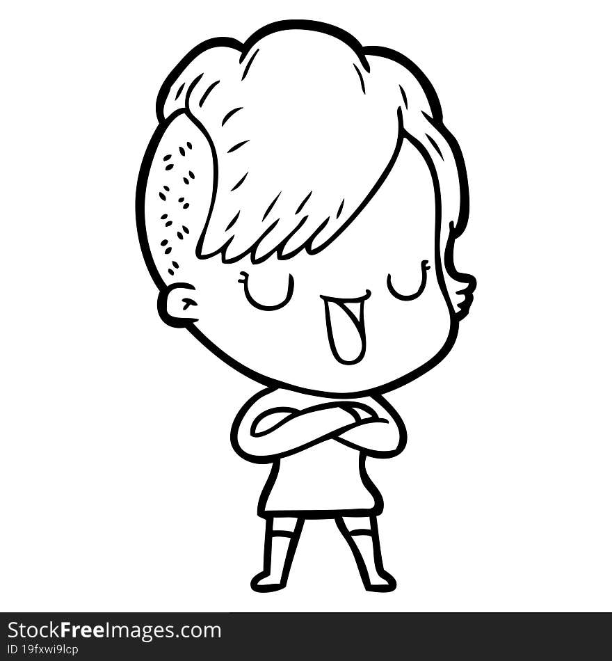 cute cartoon girl with hipster haircut. cute cartoon girl with hipster haircut