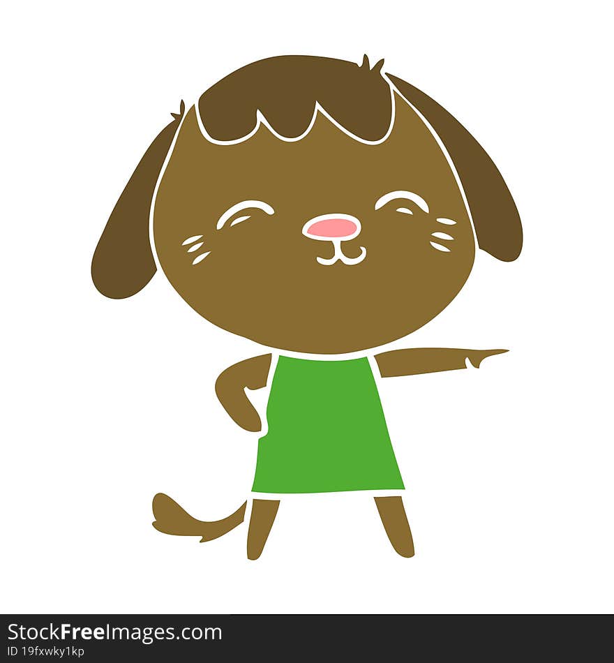 happy flat color style cartoon dog