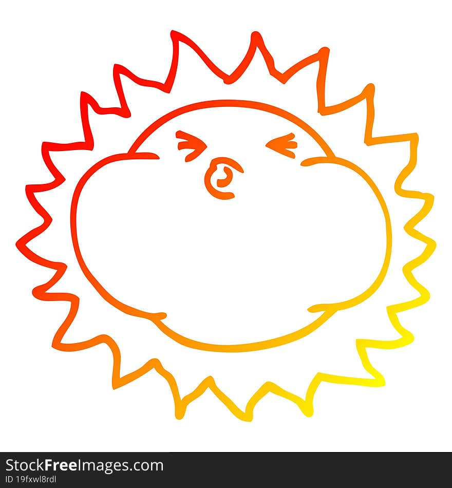 warm gradient line drawing cartoon shining sun