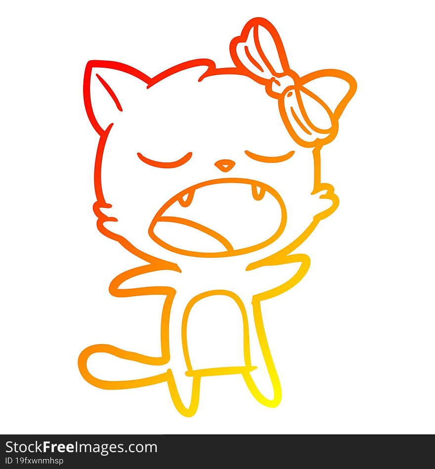 warm gradient line drawing cartoon singing cat