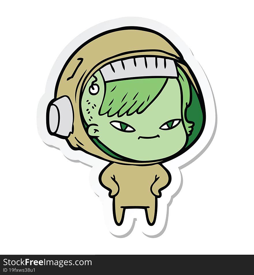 sticker of a cartoon astronaut woman