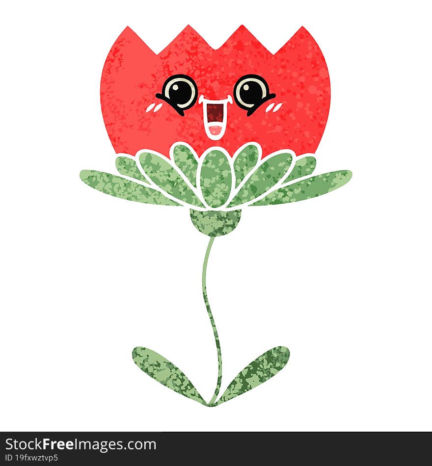 retro illustration style cartoon of a flower