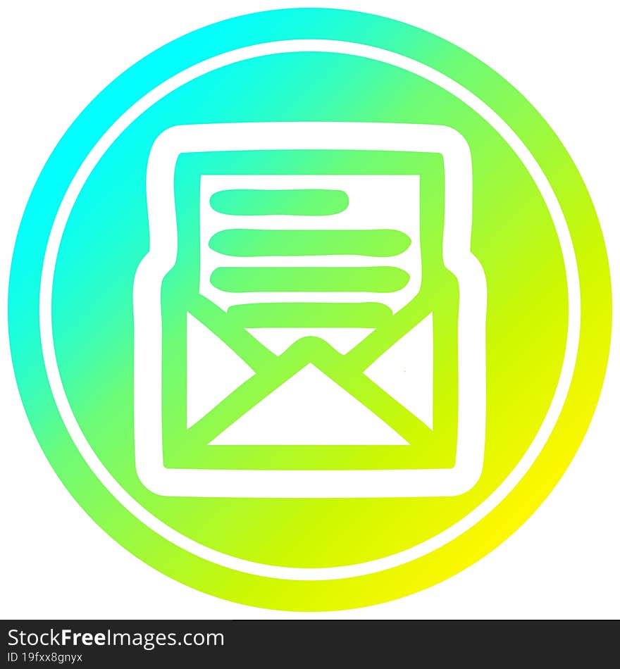 envelope letter circular in cold gradient spectrum