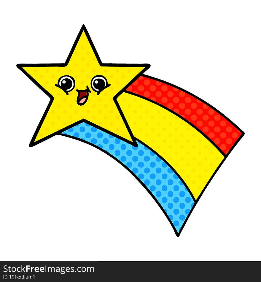 comic book style cartoon shooting rainbow star