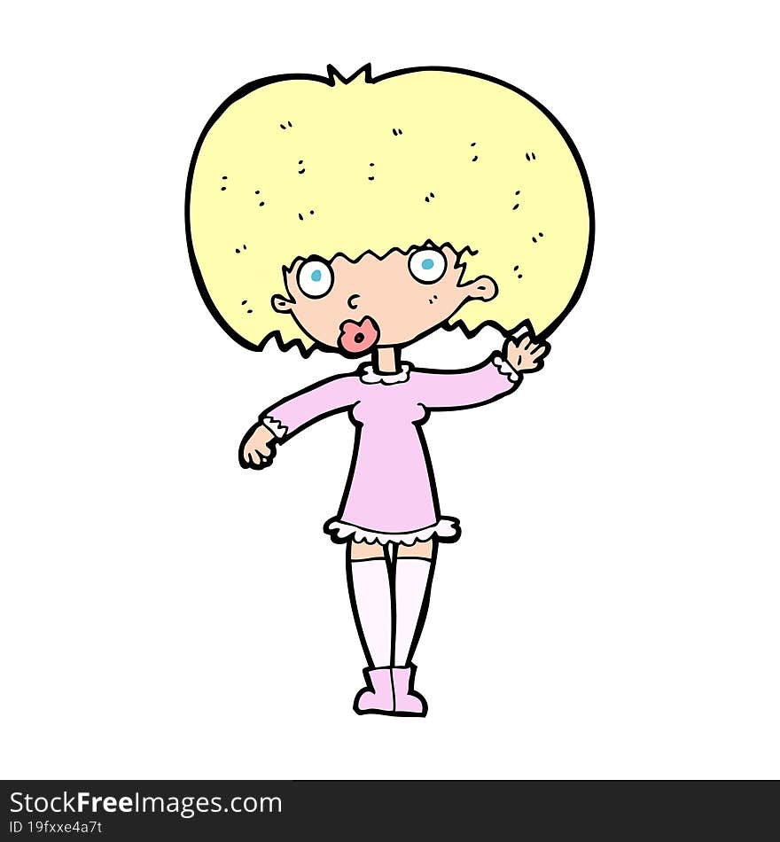 Cartoon Waving Girl