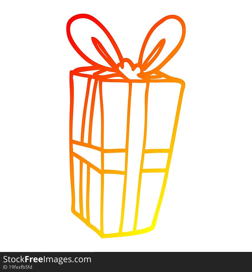 warm gradient line drawing cartoon wrapped gift