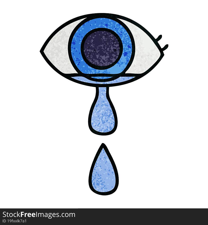 retro grunge texture cartoon crying eye