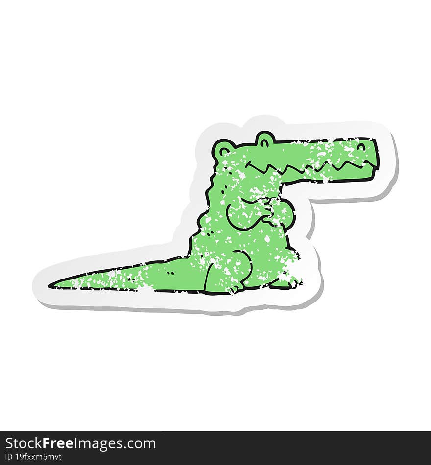 Distressed Sticker Of A Cartoon Crocodile