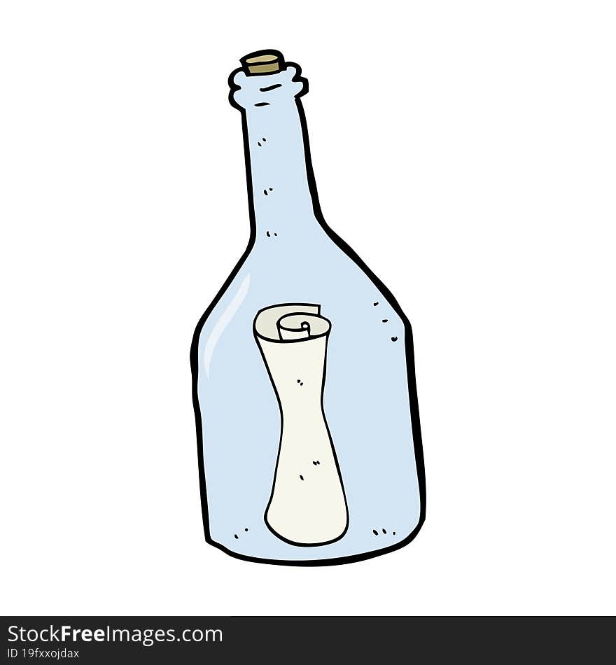 cartoon letter in a bottle