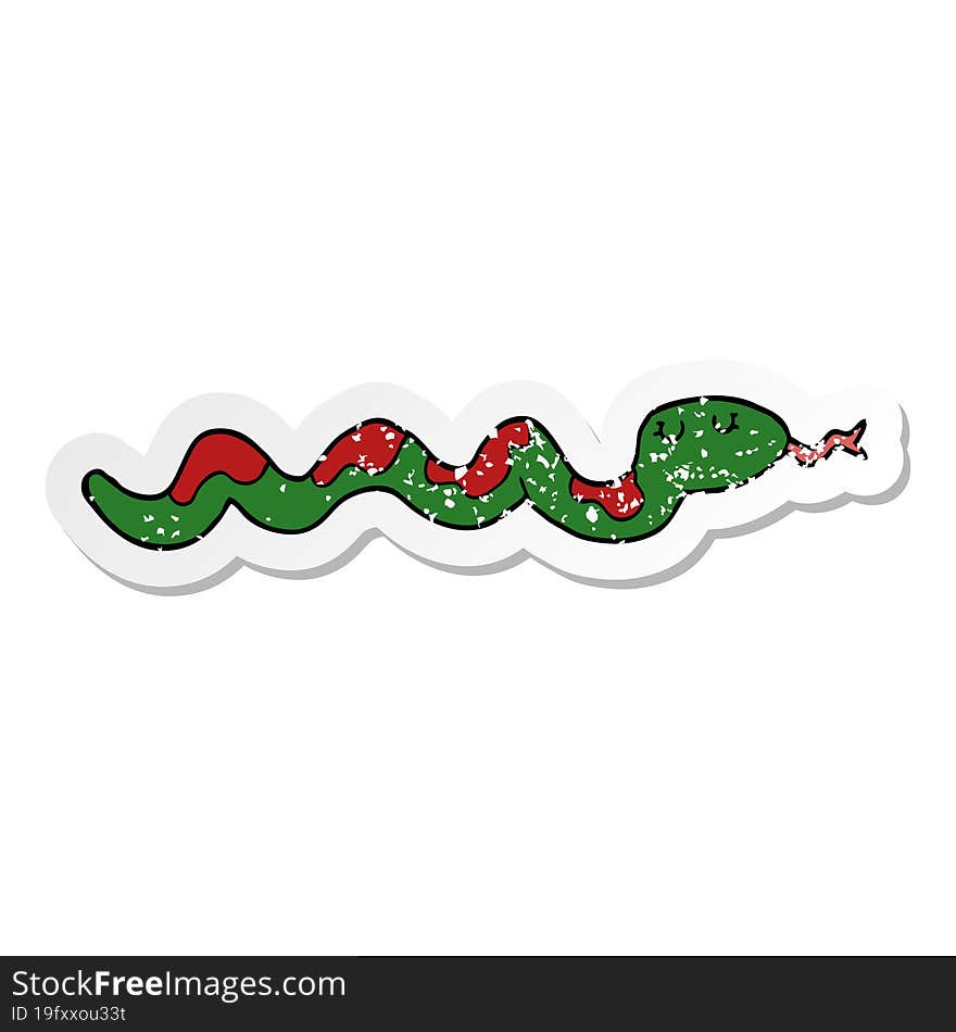 distressed sticker of a cartoon snake