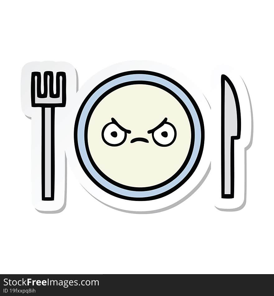 sticker of a cute cartoon dinner plate