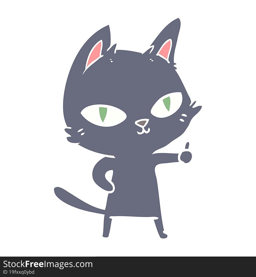 flat color style cartoon cat staring