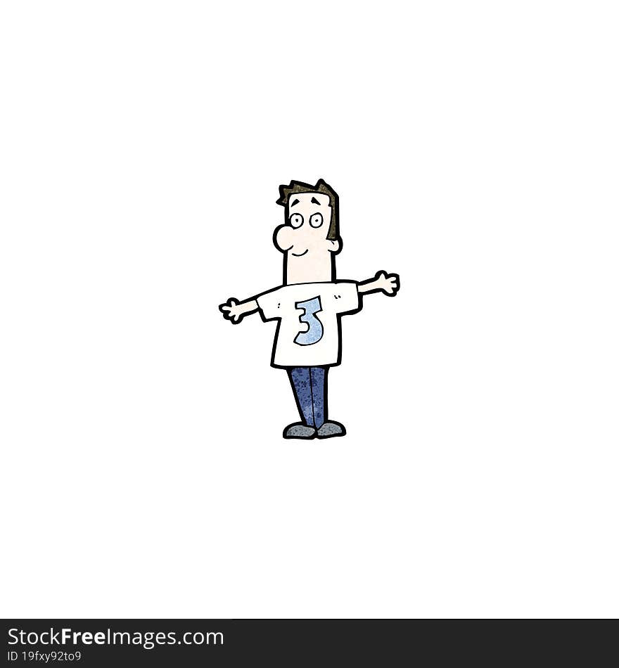 cartoon man in shirt number three