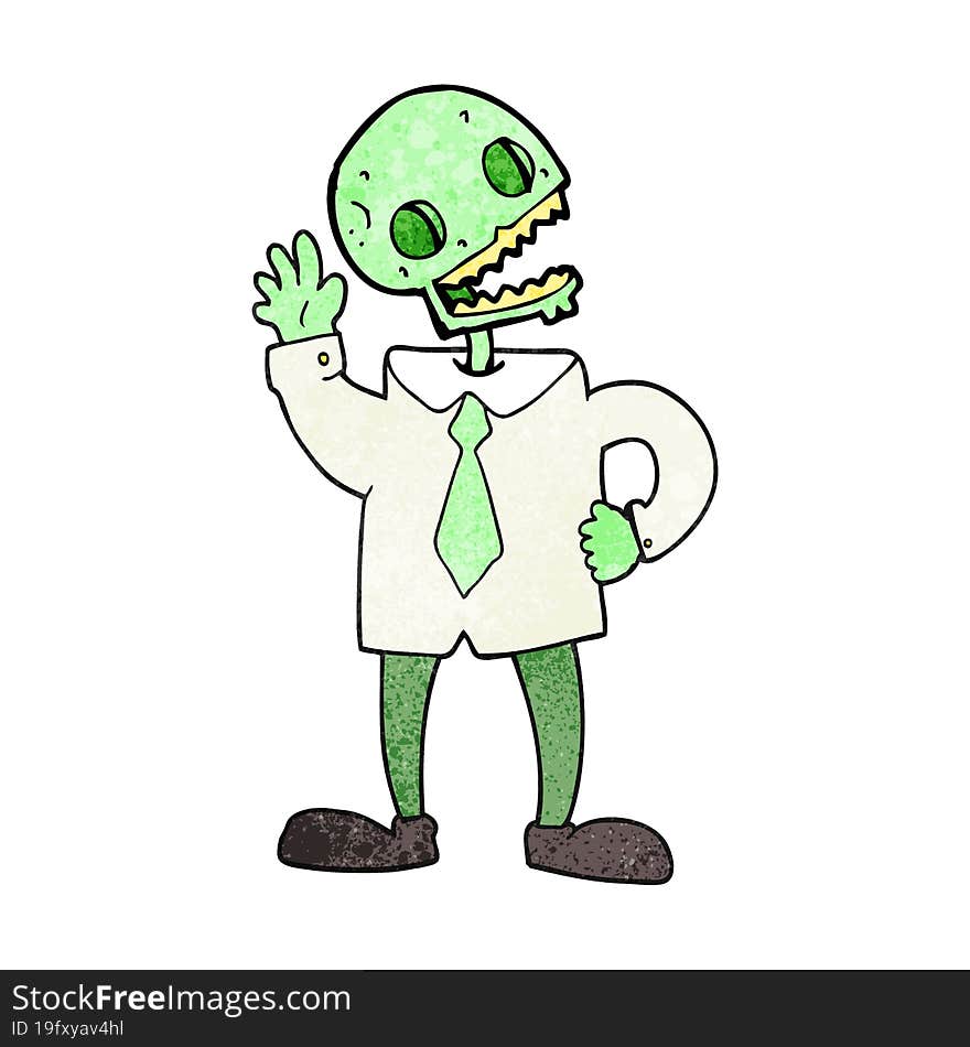 Textured Cartoon Zombie Businessman