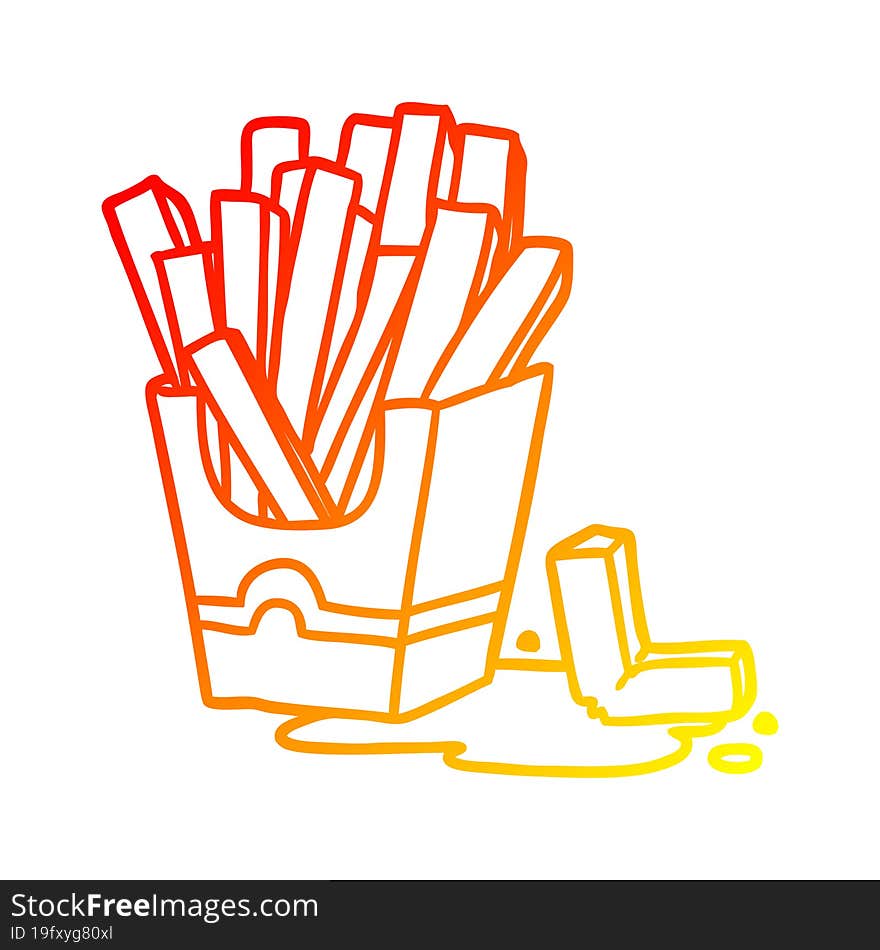 Warm Gradient Line Drawing Junk Food Fries