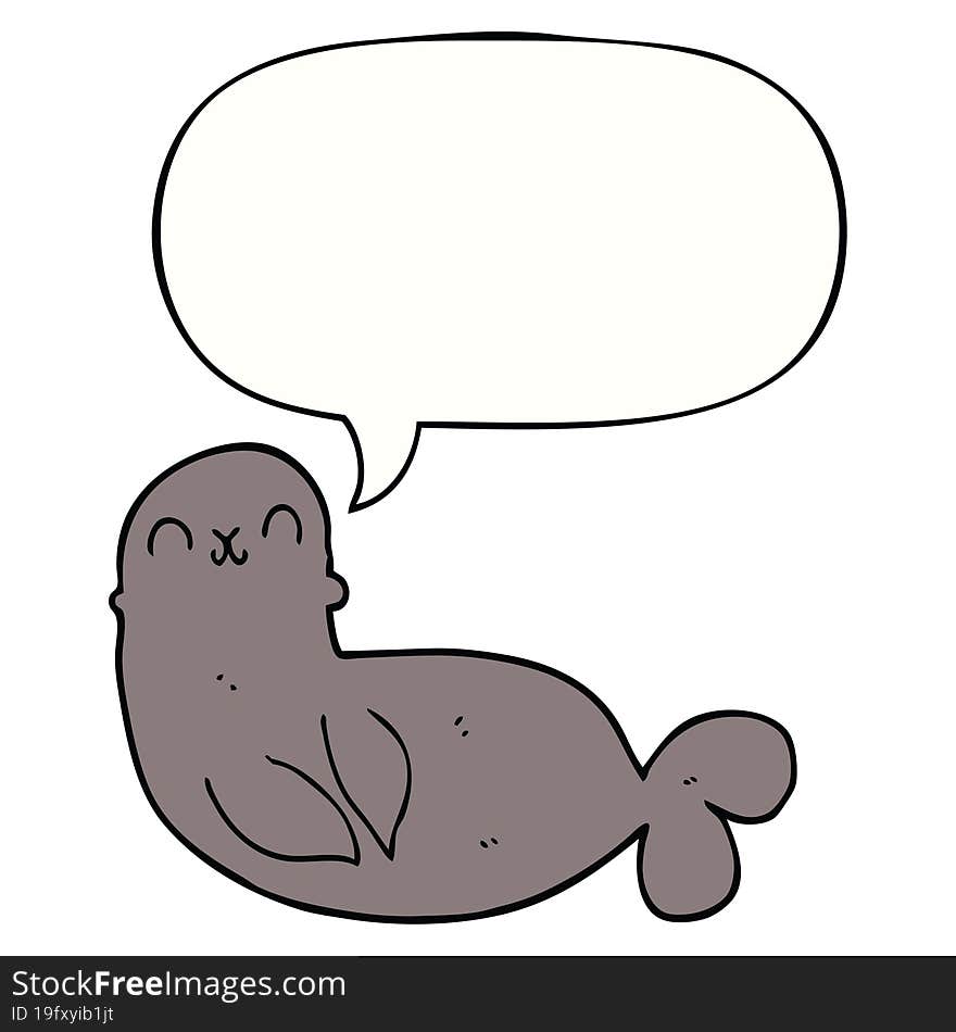 Cartoon Seal And Speech Bubble