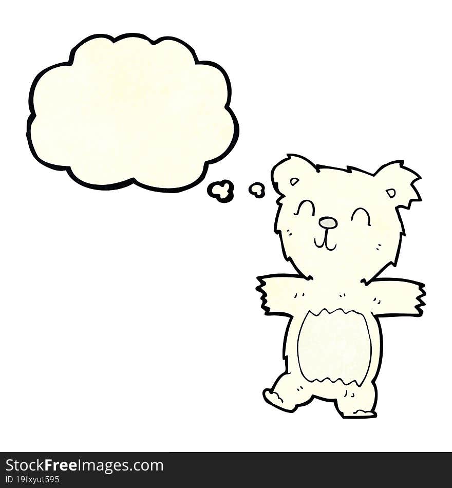 cartoon cute polar bear cub with thought bubble