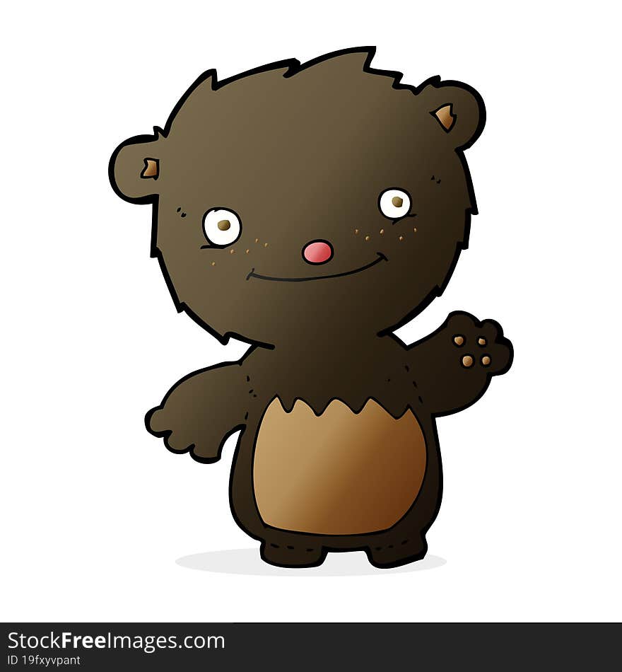 cartoon waving black bear cub