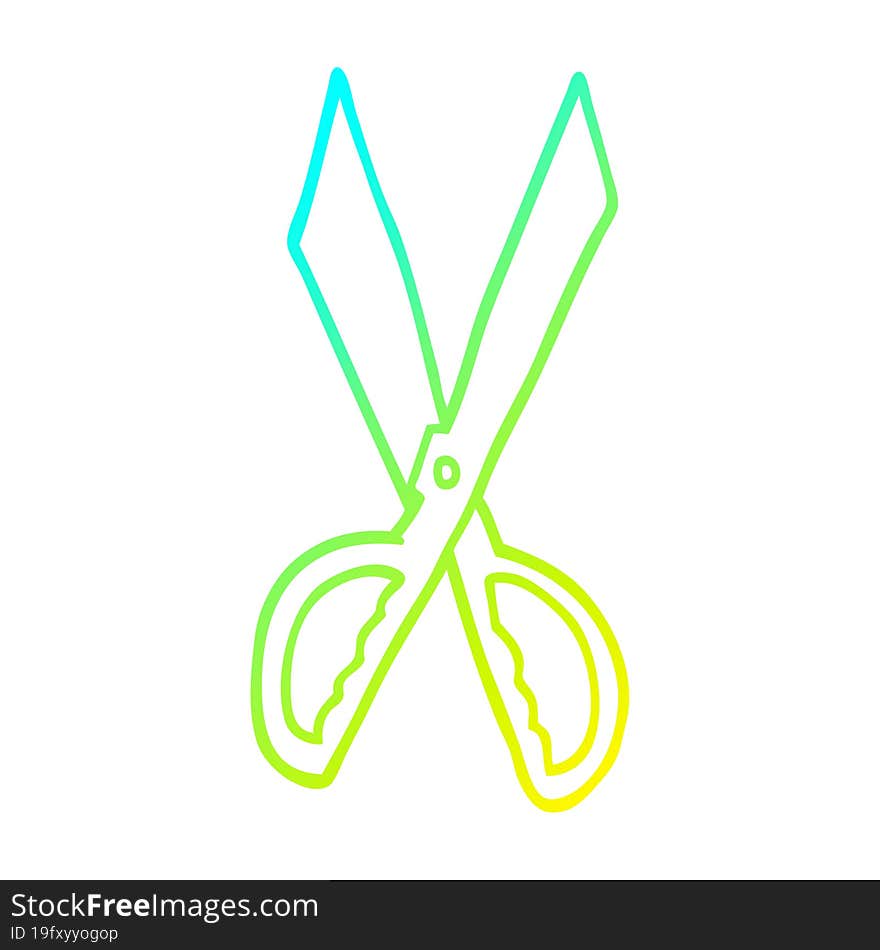 cold gradient line drawing cartoon sewing scissors