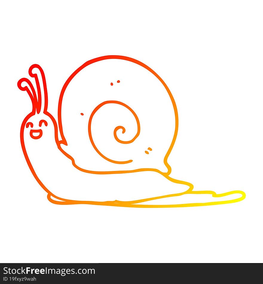 warm gradient line drawing of a cartoon snail