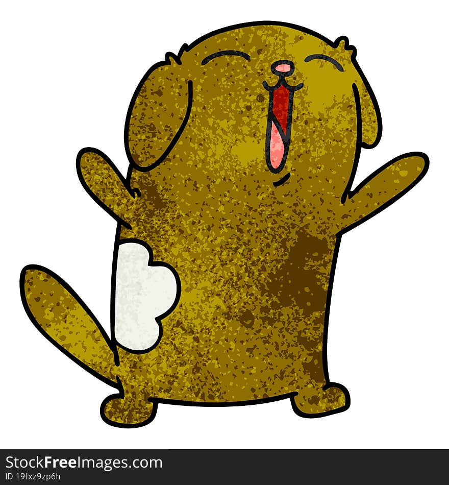 textured cartoon of kawaii cute dog